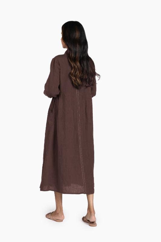 NEW 100% Linen Skylah Long Sleeve Maxi Dress